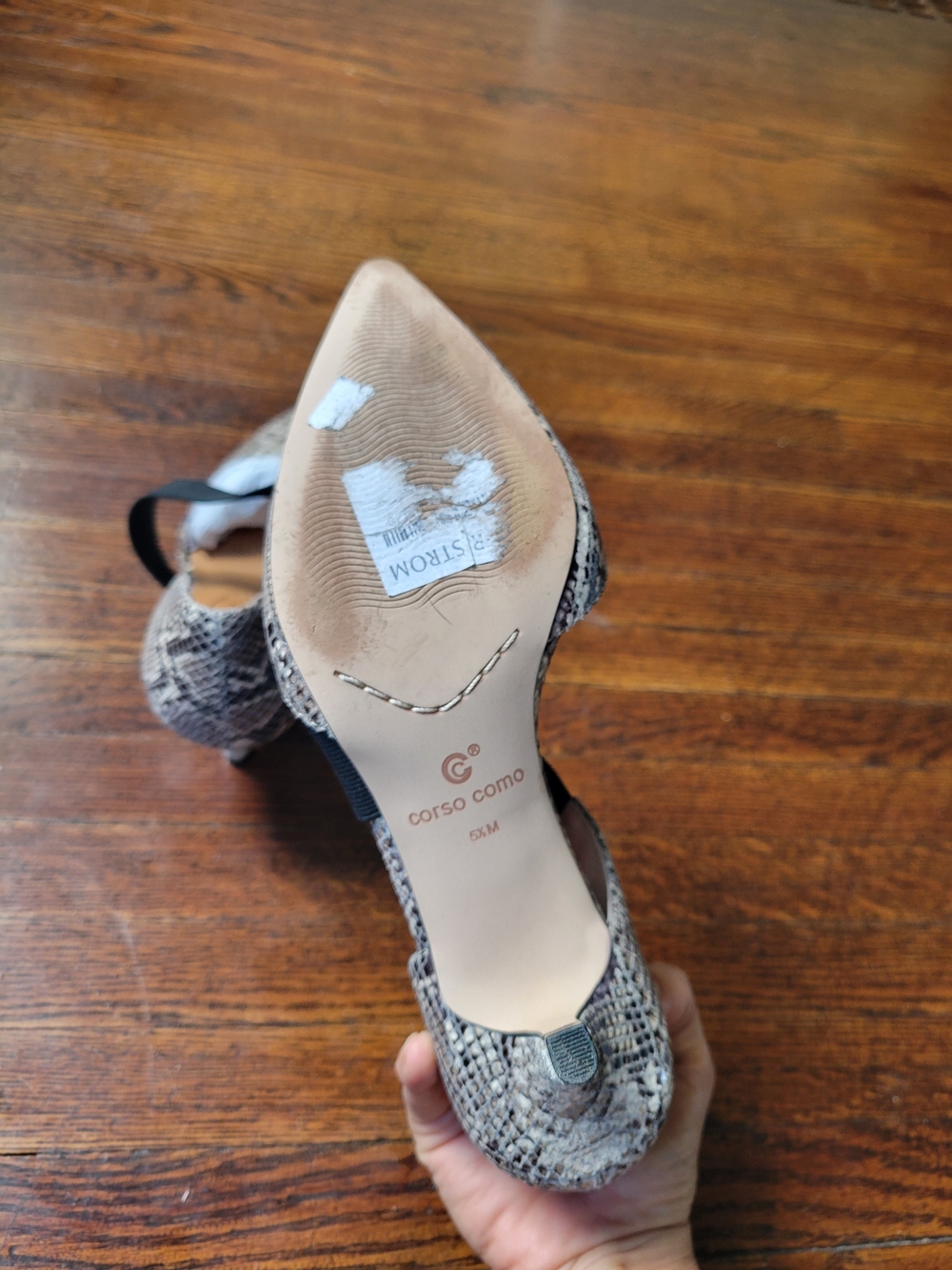 Corso Como Denice Pumps Snake Print Leather Point Toe Elastic Strap Size 5 1/2M - Picture 5 of 15